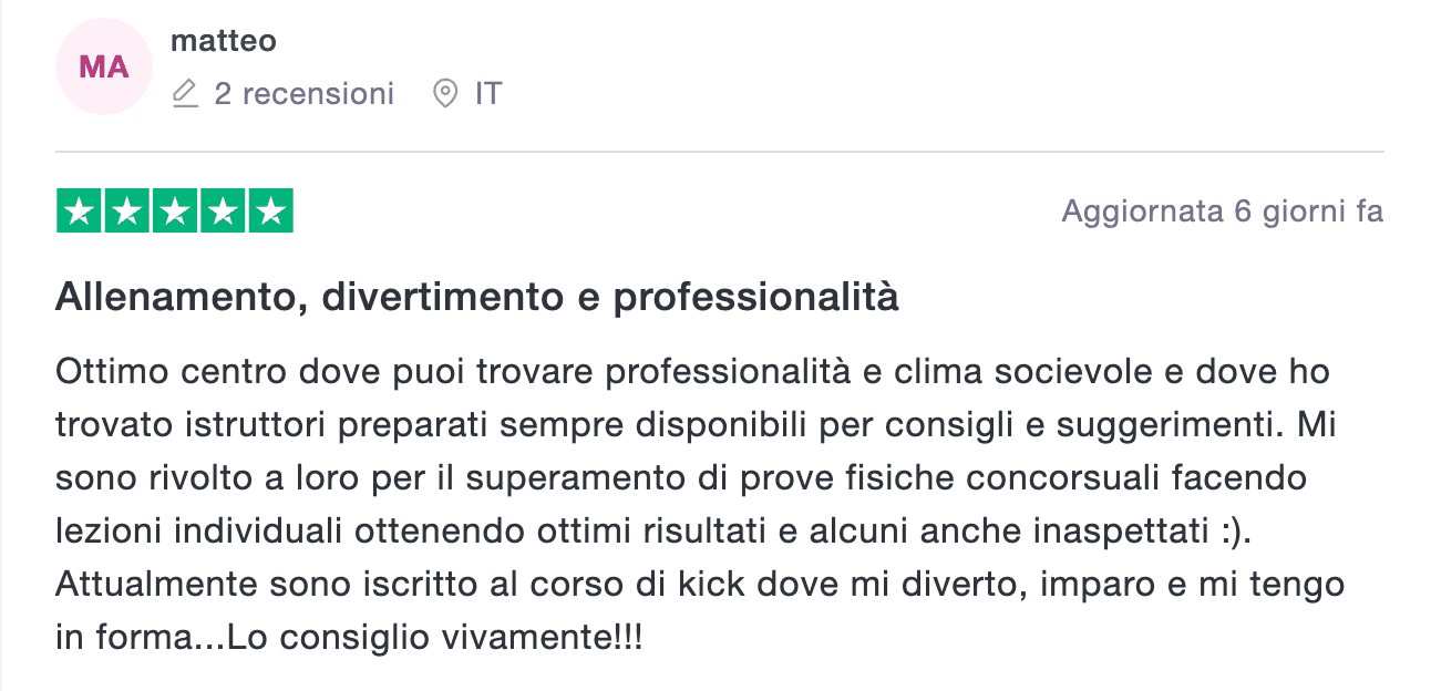 Testimonianza clienti Scienze Motorie Applicate